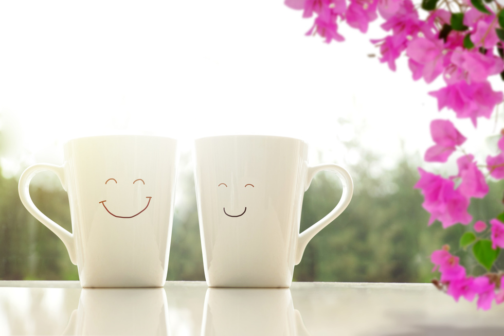 Happy Smile Coffee Mug in Morning Sunshine, Happiness Love Concept